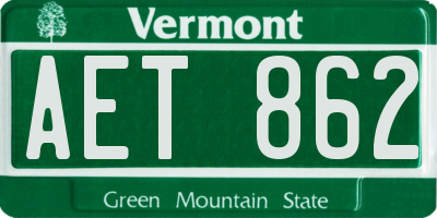 VT license plate AET862