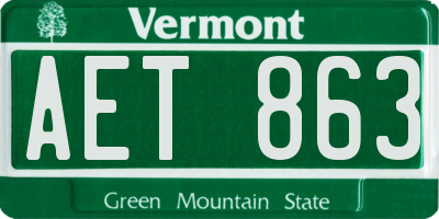 VT license plate AET863