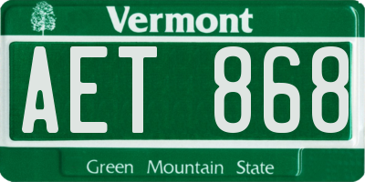 VT license plate AET868