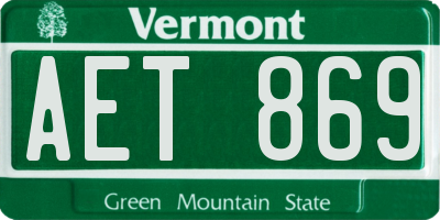 VT license plate AET869