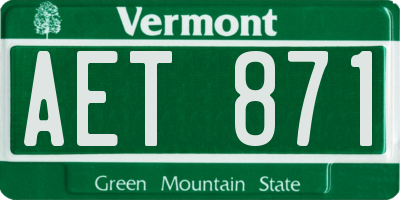 VT license plate AET871