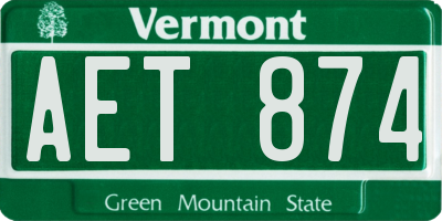 VT license plate AET874