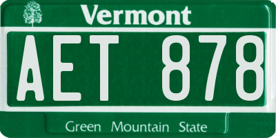 VT license plate AET878