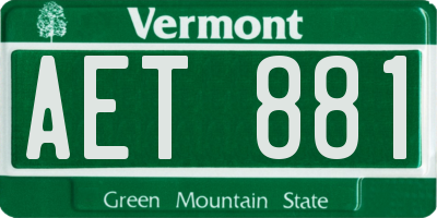 VT license plate AET881