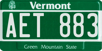 VT license plate AET883