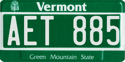VT license plate AET885
