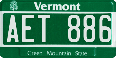 VT license plate AET886