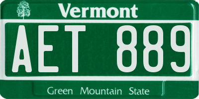 VT license plate AET889