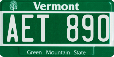VT license plate AET890
