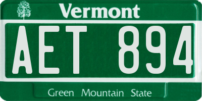 VT license plate AET894