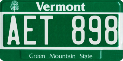 VT license plate AET898