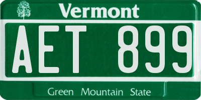 VT license plate AET899