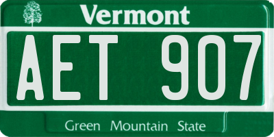 VT license plate AET907