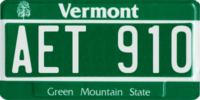 VT license plate AET910