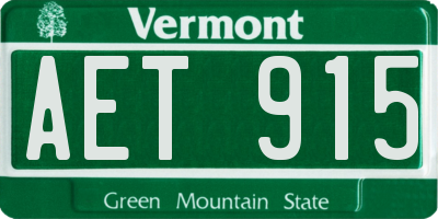 VT license plate AET915