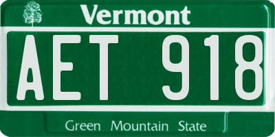 VT license plate AET918
