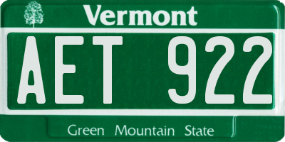 VT license plate AET922
