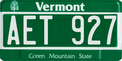 VT license plate AET927