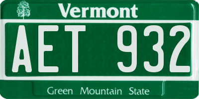 VT license plate AET932