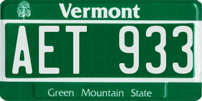 VT license plate AET933