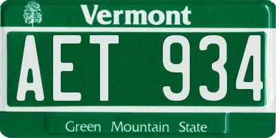 VT license plate AET934