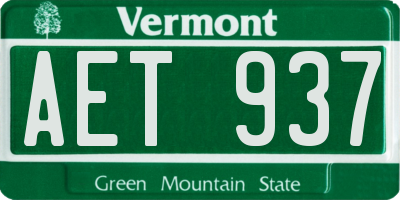 VT license plate AET937