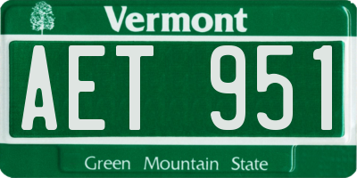 VT license plate AET951