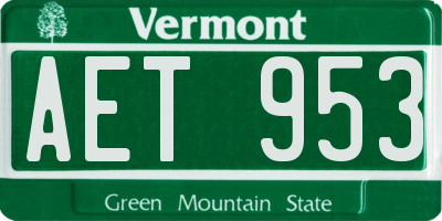 VT license plate AET953