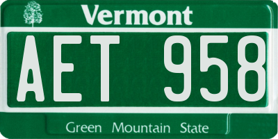 VT license plate AET958