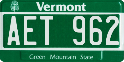 VT license plate AET962