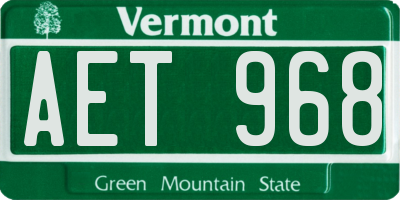 VT license plate AET968