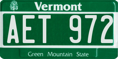 VT license plate AET972