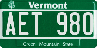 VT license plate AET980