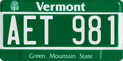 VT license plate AET981