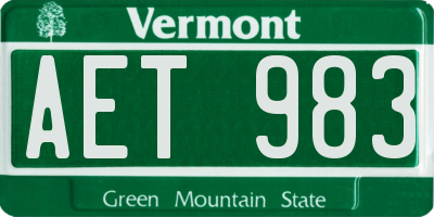 VT license plate AET983