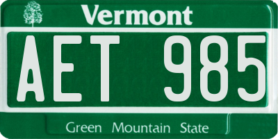 VT license plate AET985