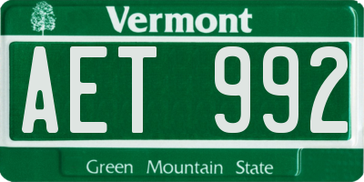 VT license plate AET992