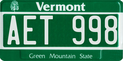 VT license plate AET998