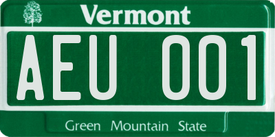 VT license plate AEU001