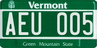 VT license plate AEU005
