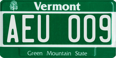 VT license plate AEU009