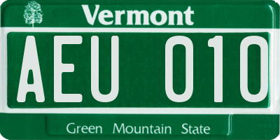 VT license plate AEU010