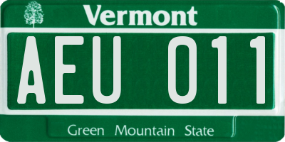 VT license plate AEU011