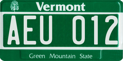 VT license plate AEU012