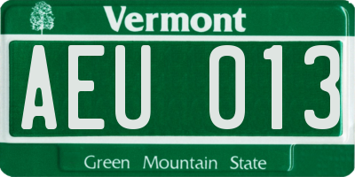 VT license plate AEU013