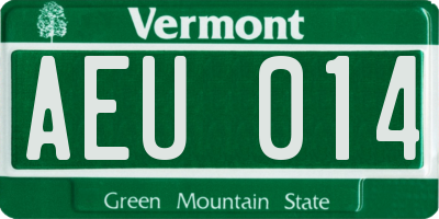 VT license plate AEU014