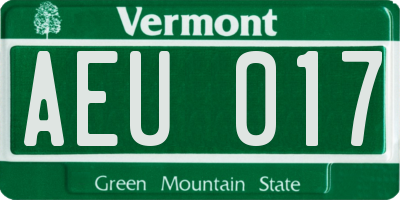 VT license plate AEU017