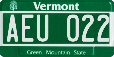 VT license plate AEU022