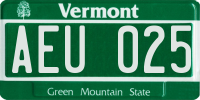 VT license plate AEU025