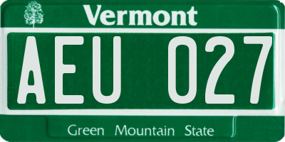 VT license plate AEU027